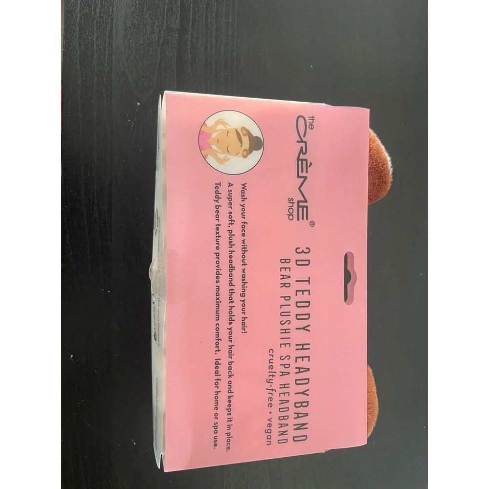 The Creme Shop 3D Teddy Bear Plush Spa Headband Brown Pink Skincare Accessory